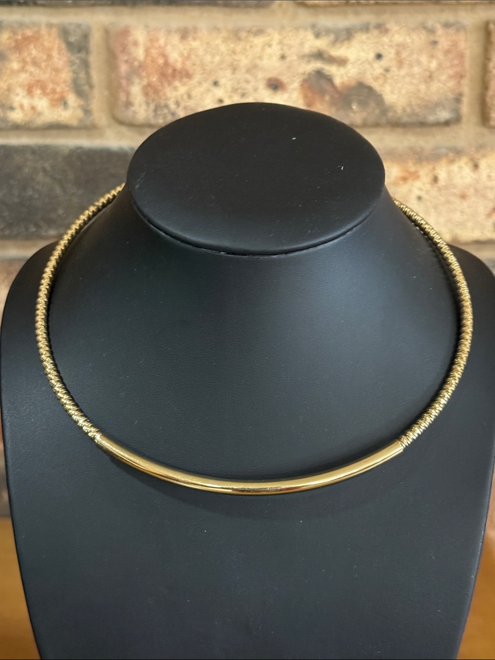 Gold tone Spring Omega Chain with Bar pendant